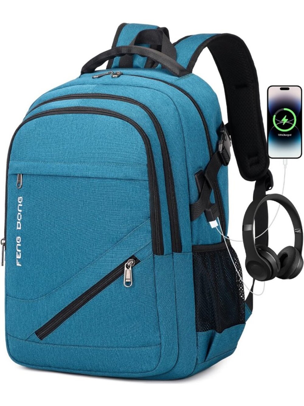 Durable 17.3" Waterproof Laptop Backpack for Travel & College, USB Charging